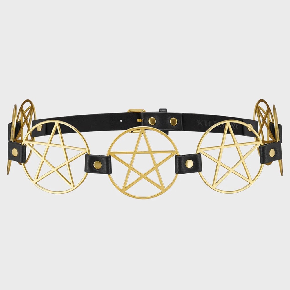 Killstar Black and Gold Pentagram Belt